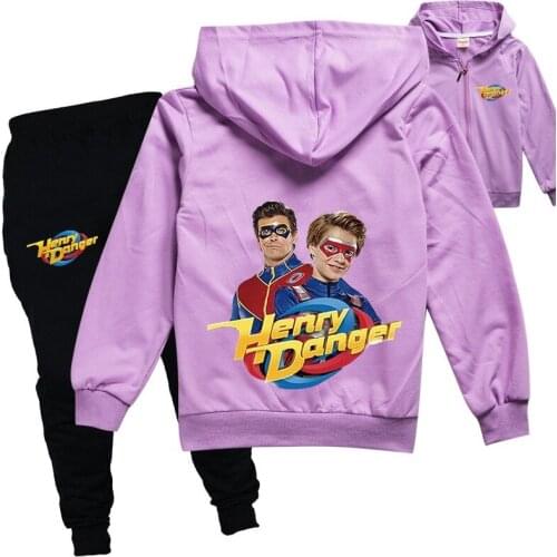 Henry Danger Kids Clothing Set Jacket Cartoon Zipper Kids Hoodies Pants Kids Tracksuit For boys Clothing Sets Sport Suit Spring