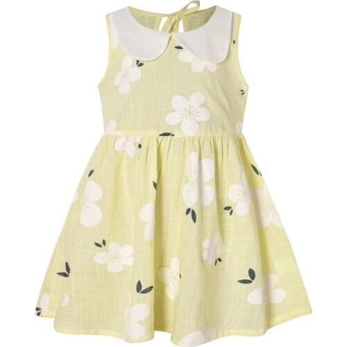 Zi Ning Cotton and linen Baby Summer Dress 2020 Brand New Girls' Clothing Sleevele Princess Frocks Fashion Kids Baby Girl Dress