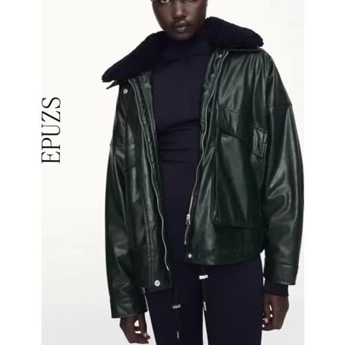 EPUZS Women's Leather Bomber Jackets