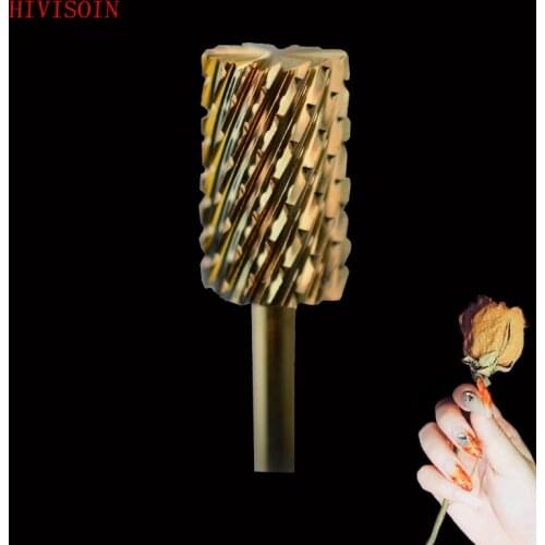 HIVISOIN-6pcs- Carbide Nail Drill Bit - Big Pink&White Bit - (60029020) Gold