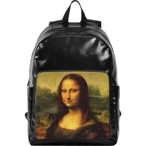 Women Canvas Fashion Backpack for Teenagers Girls Large Capacity Bags Mona Lisa black Backpacks Female Rucksack School Bag new