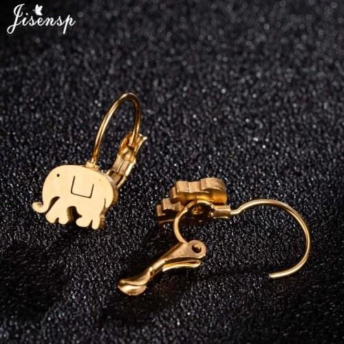 Jisensp Lovely Design Elephant Stainless Steel Earrings Big Loop Ear Stud Animal Jewelry for Women Girls Birthday Gift bijoux