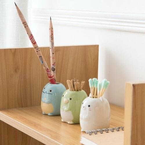 Ceramic Toothpick Container Mini Animal Cute Cotton Stick Home Decoration Accessories for Living Room Toothbrush Holder
