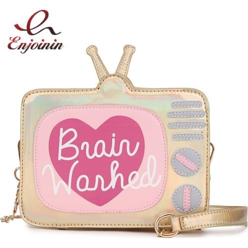 Cute Fashion Laser Cartoon TV Design Letters Girls Mini Bag Shoulder Bag Ladies Crossbody Messenger Bag Purse Womens Handbag