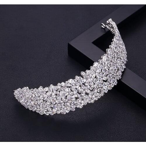 Jankelly Fashion Ladies Wedding Headpieces With cube zircon Wholesale Bridal Hair Accessories Headdress Bridal Hair Tiaras