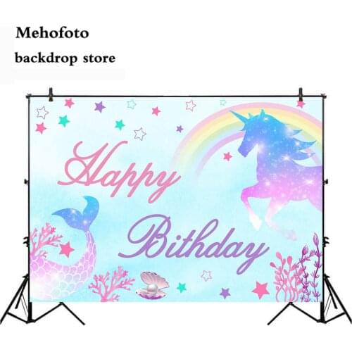 Neoback Unicorn Birthday backdrop Newborn Baby Photo Background party decoration banner Rainbow White Cloud Backdrops 471