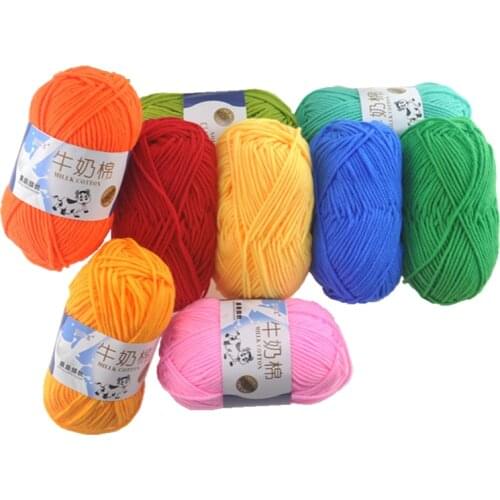 50G Milk Sweet Soft Cotton Baby Knitting Wool Yarn Thick Yarn Fiber Velvet Yarn Hand Knitting Wool Crochet Yarn for DIY Sweater