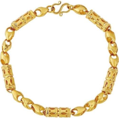 MxGxFam ( 19.5 cm ) 2019 Summer New Beads Hollow Bracelets Jewelry For Men Creative Designs Pure Gold Color Allergy Free