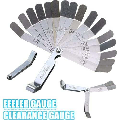16 Blade Valve Feeler Gauge Set Stainless Steel Metric Thickness Gage Measure Tool Clear Scale Measuring Range 0.127-0.508mm
