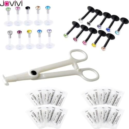 Jovivi Body Piercing Kit 20G 16G / 14G Belly Button Tongue Eyebrow Nipple Lip Nose Chin Gauge Piercing Needles Piercing Jewelry