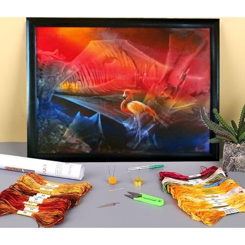 Abstract Africa Pre-Printed 11CT Cross-Stitch Complete Kit Embroidery DMC Threads Hobby Knitting Sewing Handiwork Counted