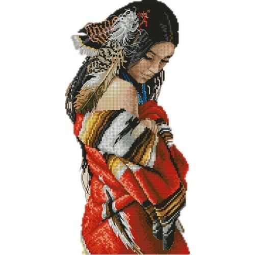 Beautiful Asian Eastern Woman Lady Girl Serenity Cross Stitch Kits Embroidery Needlework 14CT Unprinted Art DIY Handmade Decor