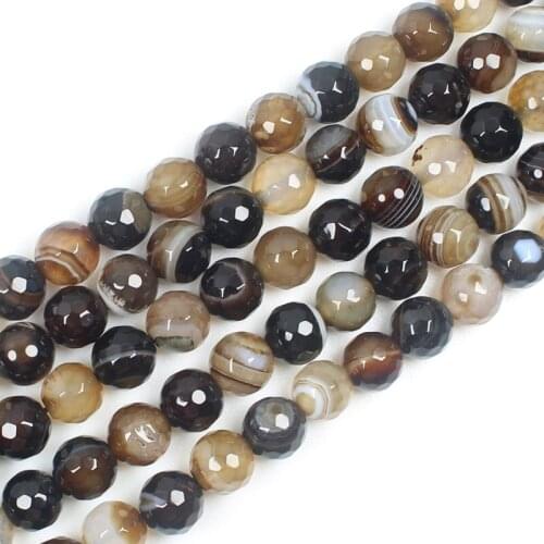 Natural Faceted Black Coffe Stripe Agate 6-14mm 15inch per strand, For DIY Necklace Bracelat Jewelry Making