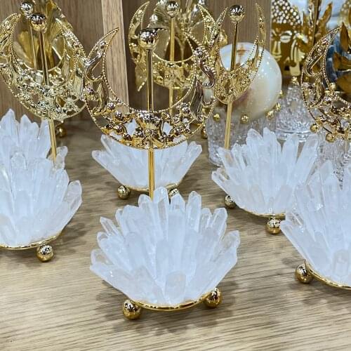 Natural Quartz Crystal Cluster Moon Base Reiki Healing Specimen Home Deco