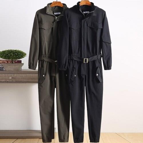 New Fashion Men Jumpsuit Romper Joggers Long Sleeve Solid Color Streetwear Casual Trousers Men Cargo Overalls Hooded Coverall3XL