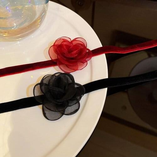 Silk Gauze Flower Necklace Mori Series Choker Necklace for Women Fashion Retro Temperament Clavicle Chain Necklaces Jewelry