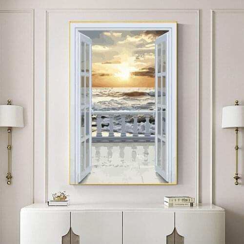 Landscape Door Scenery DIY Embroidery Cross Stitch 11CT Kits Needlework Craft Set Printed Canvas Cotton Thread Wholesale