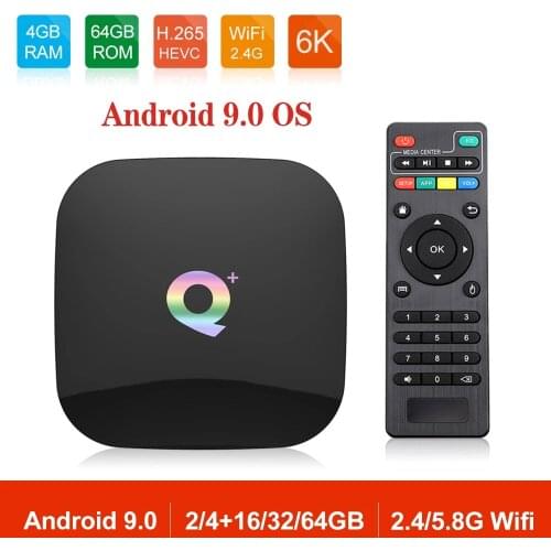Q Plus Smart TV Box Android 9.0 TV Box 4GB RAM 32GB/64GB ROM Quad Core H.265 USB3.0 2.4G WiFi Set Top Box 4K TVBOX Media Player