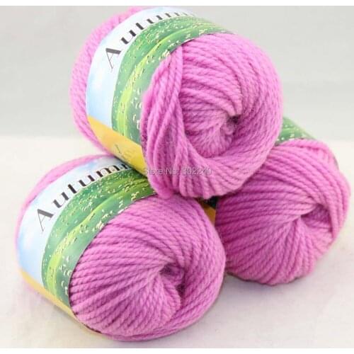LOT of 3 BallsX50g Chunky Hand-woven Coarse Knitting Yarn Iris pink204