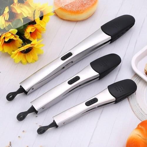 Silicone BBQ Grilling Tong Salad Bread Serving Tong Non-Stick Kitchen Barbecue Grilling Cooking Tong with Joint Lock Cook Tools