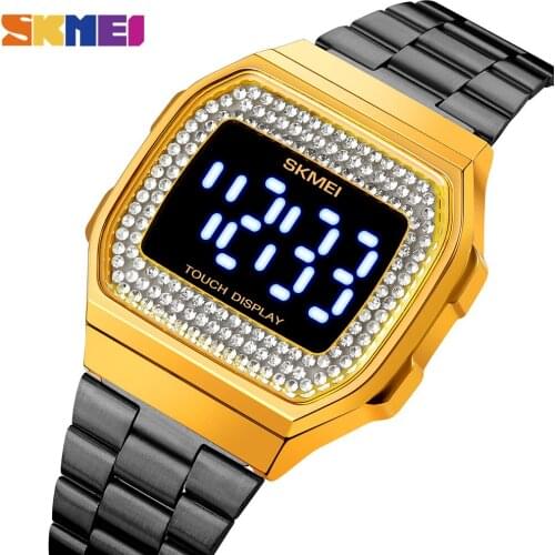 SKMEI LED Touch Screen Display Women Watches Fashion Diamond Dial Ladies Wristwatch 3Bar Waterproof Clock Relogio Feminino 1807