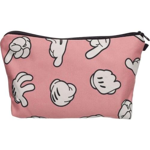 Fashion finger Cosmetic Bag Print Women Brand makeup bags Cute bag headset candy Cosmetic printing Collection Casual men zipper