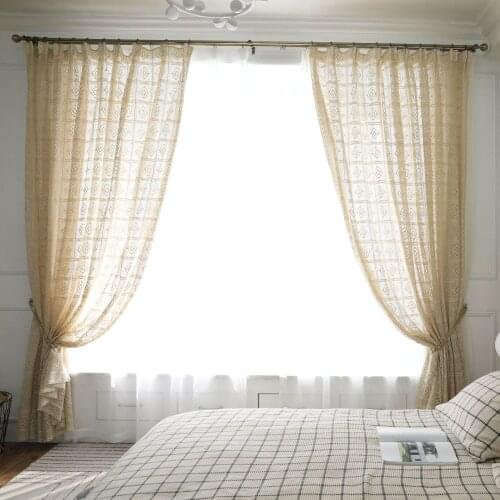 Dream NS Light transmissive retro hollow curtain finished crochet hook flower North American country fabric floor screen