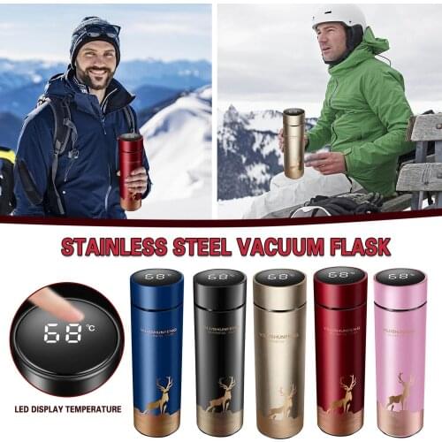 500ML Smart Thermos Water Bottle Led Digital Temperature Display Stainless Steel Coffee Thermal Mugs Intelligent Insulation Cups