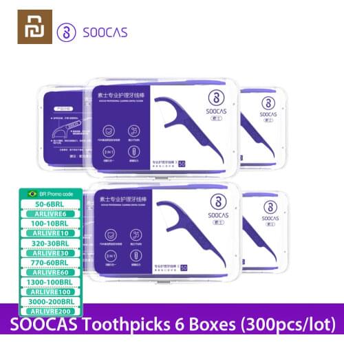In Stock Youpin Soocare Dental Foss Pick Teeth Tooth Toothpicks Stick Oral Care Ergonomic Design FDA Testing Food Grade 50pc/box