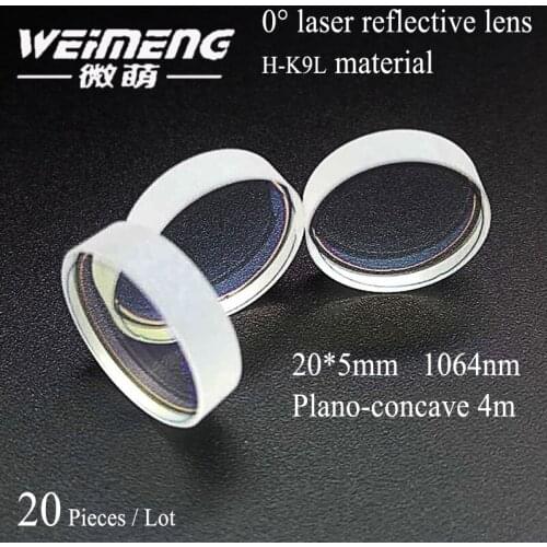 Weimeng 20 pieces 20*5mm circular H-K9L material 0 Degree laser total reverse lens Plano-concave 4m with favorable price