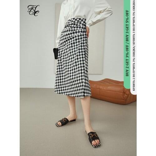 FANSILANEN Plaid Skirt Black White Irregular Pleated Skirt Fishtail Skirt Fashion All-match Checkerboard Skirt Women Clothes