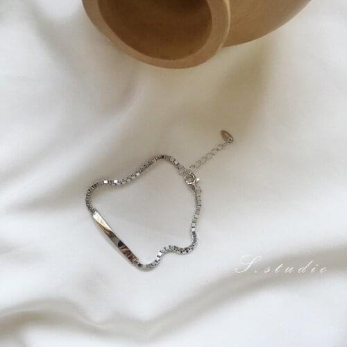 S925 Sterling Silver Bracelet Women Niche Simple Design 3mm Box Chain Girlfriend Gift
