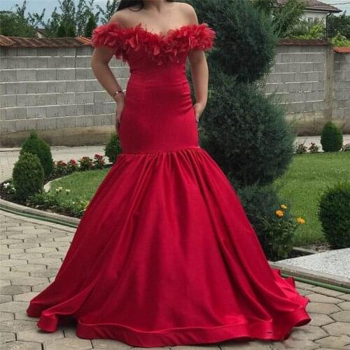 2020 Sweetheart Mermaid Feather Adorned Natural Waist Prom Dresses Custom Made Women Evening Party Gowns Robe De Festa Spring