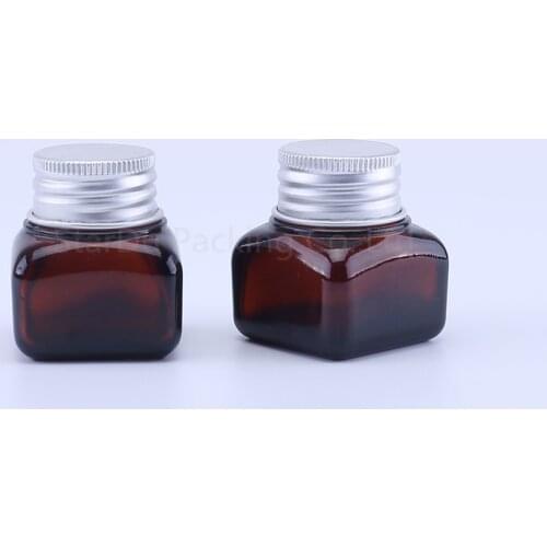 100pcs 15g amber Glass Cream Jars Cosmetic Packaging with lid plastic caps & inner liners round empty small glass jars