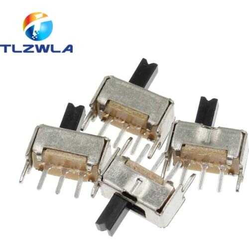 100PCS SS12D07 Mini Vertical Slide Switch 1P2T 3 Pin Toggle Switch SMD PCB DPDT Vertical Switch High Quality