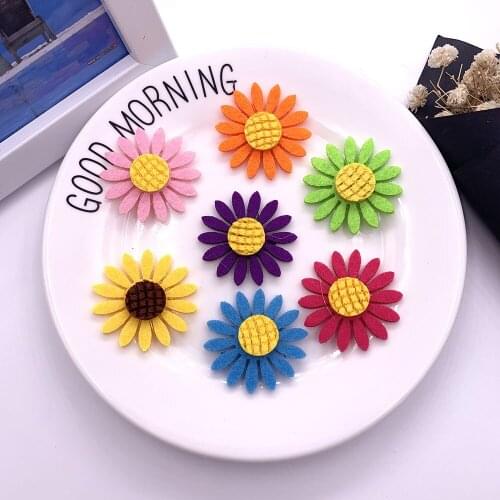 30pcs/lot 4cm sun flower padded Appliques decoration for Children Headwear Hair clip Accessories and Garment Accessories