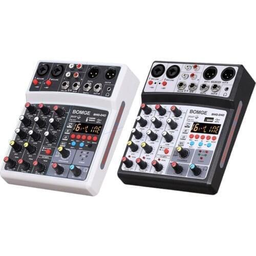 4 Channels Audio Sound Mixer Mixing DJ Console USB With 48V Phantom Power 16 DSP Effects