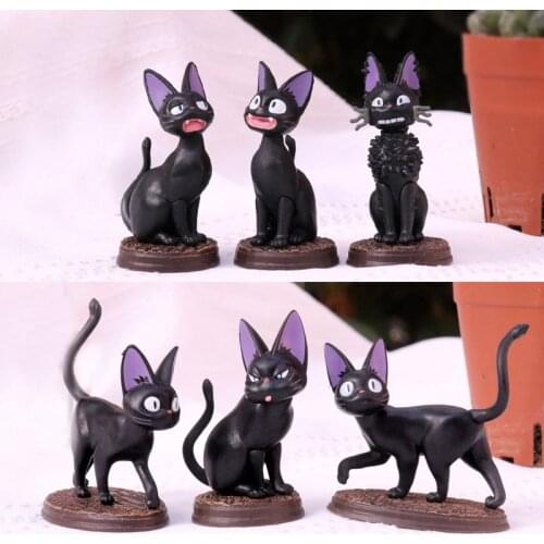 6pcs/Set Hayao Miyazaki Animation Film Kikis Delivery Service Action Figure JiJi Model Toys