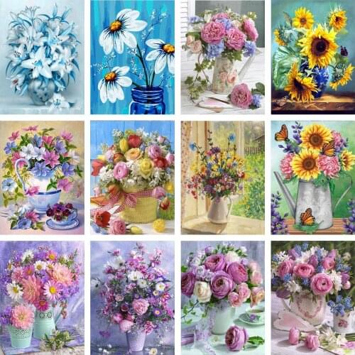 Diamond Painting 5d Full Diamond Diy Flower Combination Landscape Mosaic Bedroom Living Room Decoration Painting Handmade Gift
