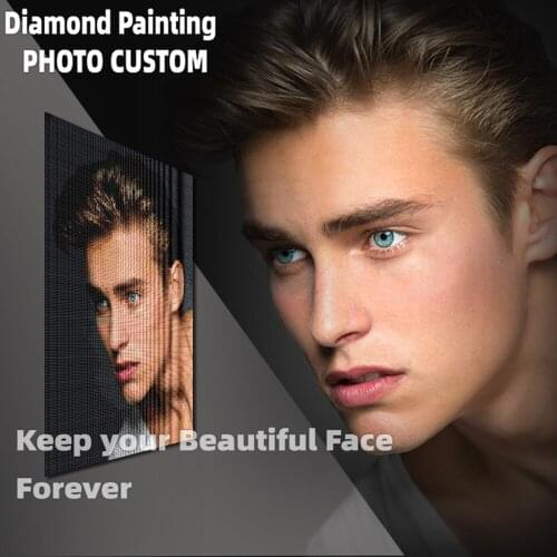 HUACAN Diamond Painting Photo Custom Full Square Rhinestone Picture Animal Dog Cat Diamond Embroidery Figure Girl Couple Decor