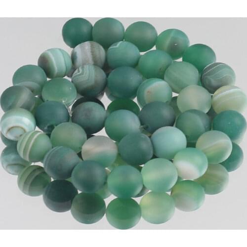 Natural Stone Beads Dull Polish Matte Green Striated Agates Loose Beads For Jewelry Making DIY Bracelets 15'' 4/6/8/10/12/14mm