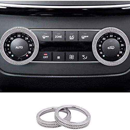 NEW-Car Bling Climate Control AC Button Crystal Accessory Interior Knob Cover for Mercedes Benz