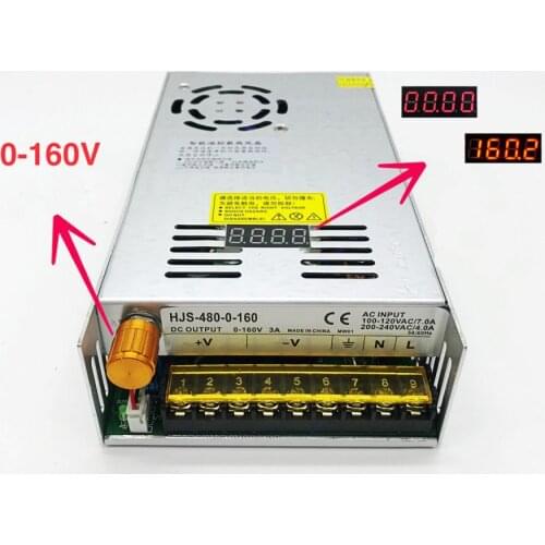 Digital Display Adjustable Power Supply 0-160V 3A DC-voltage Stabilization 480W Switching Power Supply