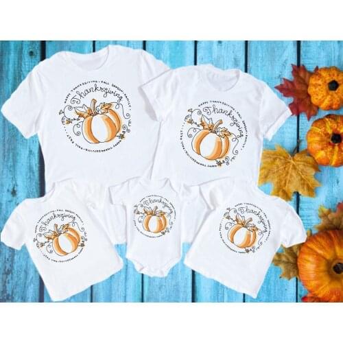 Thanksgiving Printed Family Matching Clothes Mother Daughter Dad son t-shirts Mommy and Me Family Look Tshirt Outfits