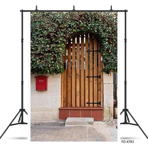 Wooden Door Brick Wall Plant Photography Backdrop Custom Background for Children Baby Portrait Pets Toy Photophone Fond Photo