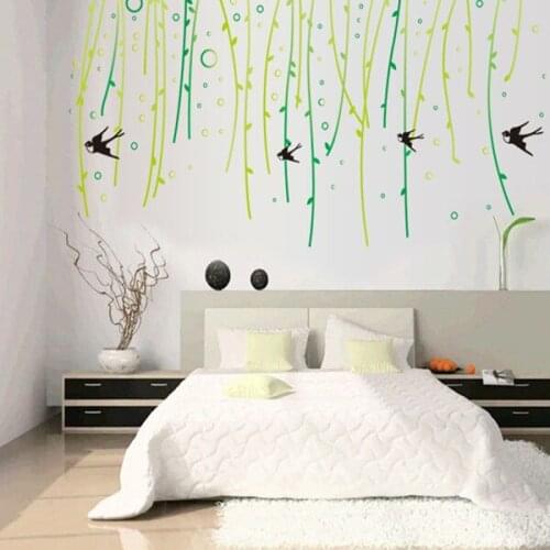 DIY Green Vine Home Decor Wall Stickers Birds Decoration Stikers Wall Decals Poster Mural Wallpaper
