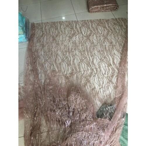 BZL-83104 French Net Lace fabric for evening dress hot sale glued glitter French tulle Material Net Lace fabric