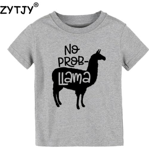 No prob Llama Print Kids tshirt Boy Girl t shirt For Children Toddler Clothes Funny Tumblr Top Tees CZ-114