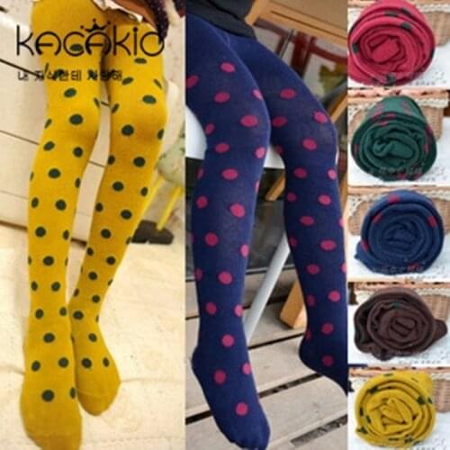 Kacakid 2019 New Tights Kids Winter Dot Cotton Princess Children Kids Baby Girls Tights Baby Footwear Pantyhose 1-7 Years