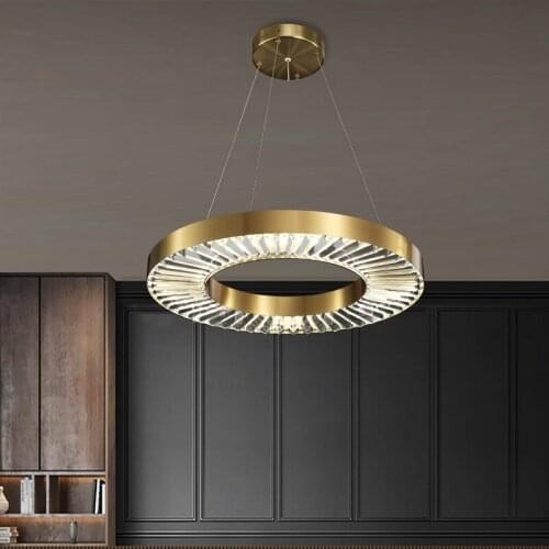 Round Modern Crystal Chandelier Lighting Bedroom Ring Chandelier Crystal for Living Room Gold Crystal Lamp Home Lighting